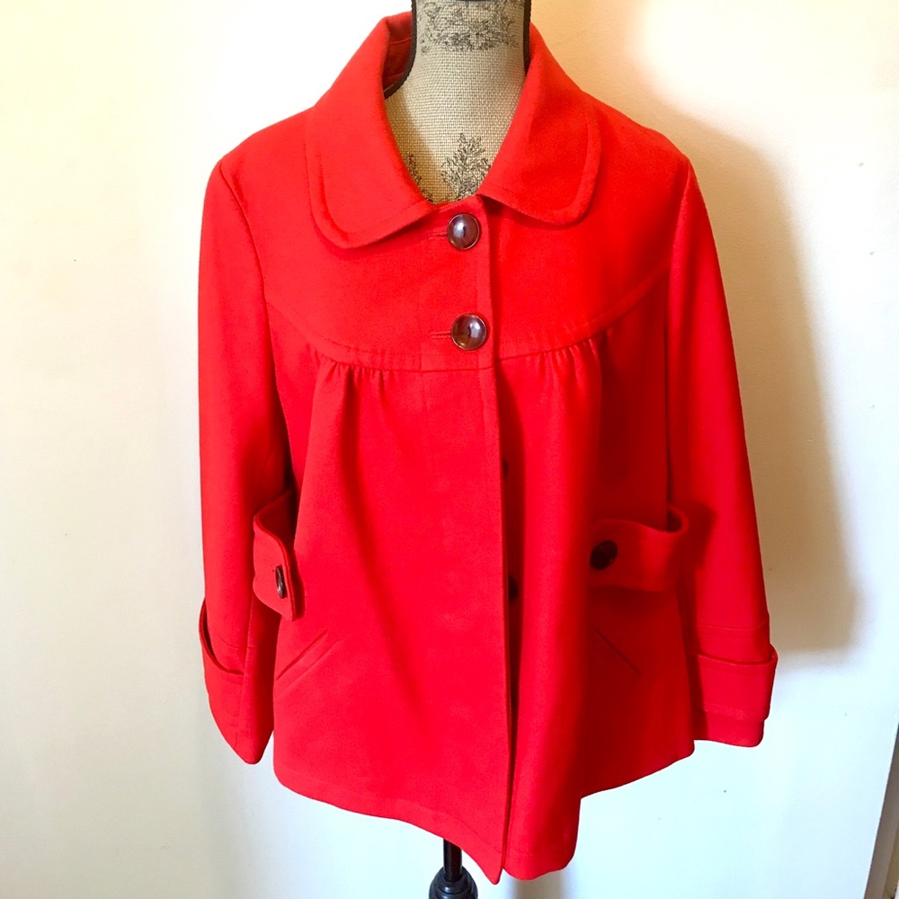 Red waist length coat
